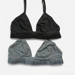 Calvin Klein Black and Gray Bralette Duo